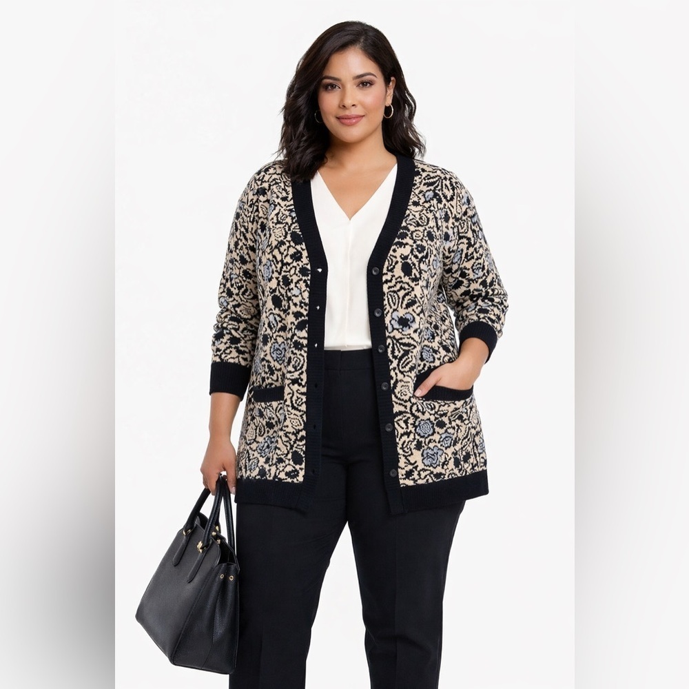 Sophie Theallet for Cacique Cashmere Blend Floral Cardigan – Sz 14/16 (NWT)